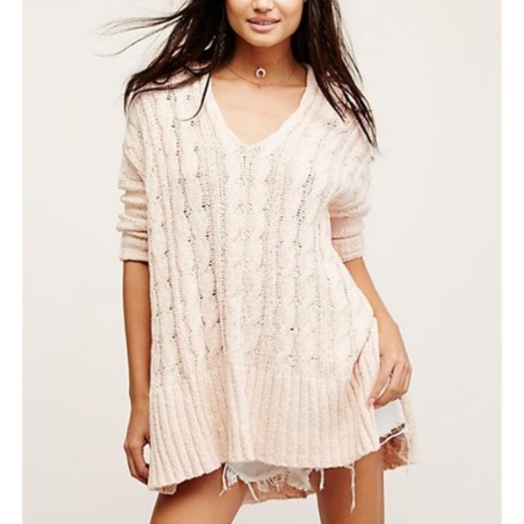 Sweaters - Free People Easy Cable Knit V-Neck Sweater Medium